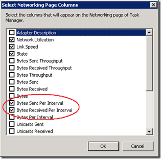 From Windows 2008R2  Taskmanager, Networking, select "View", "Select Columns"